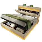 Upholstered Double Bed 180x200cm Hydraulic Base, Beige Bouclé