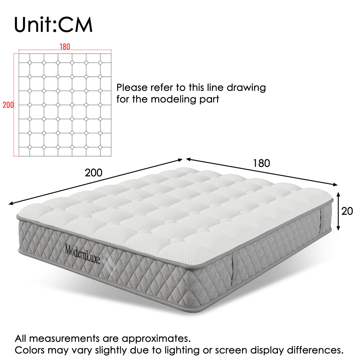 Upholstered Bed 180x200 with USB & Storage - Beige Linen