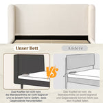 Upholstered Double Bed with Hydraulic Storage 140x200cm, Beige Bouclé
