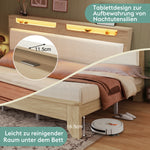 Daybed Loft Bed 140x200 with Desk, Drawers & LED, Black Metal Frame