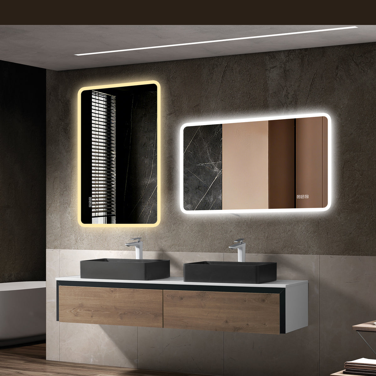 LED Bathroom Mirror 60x120 cm - Anti-Fog Dimmable Frosted Glass