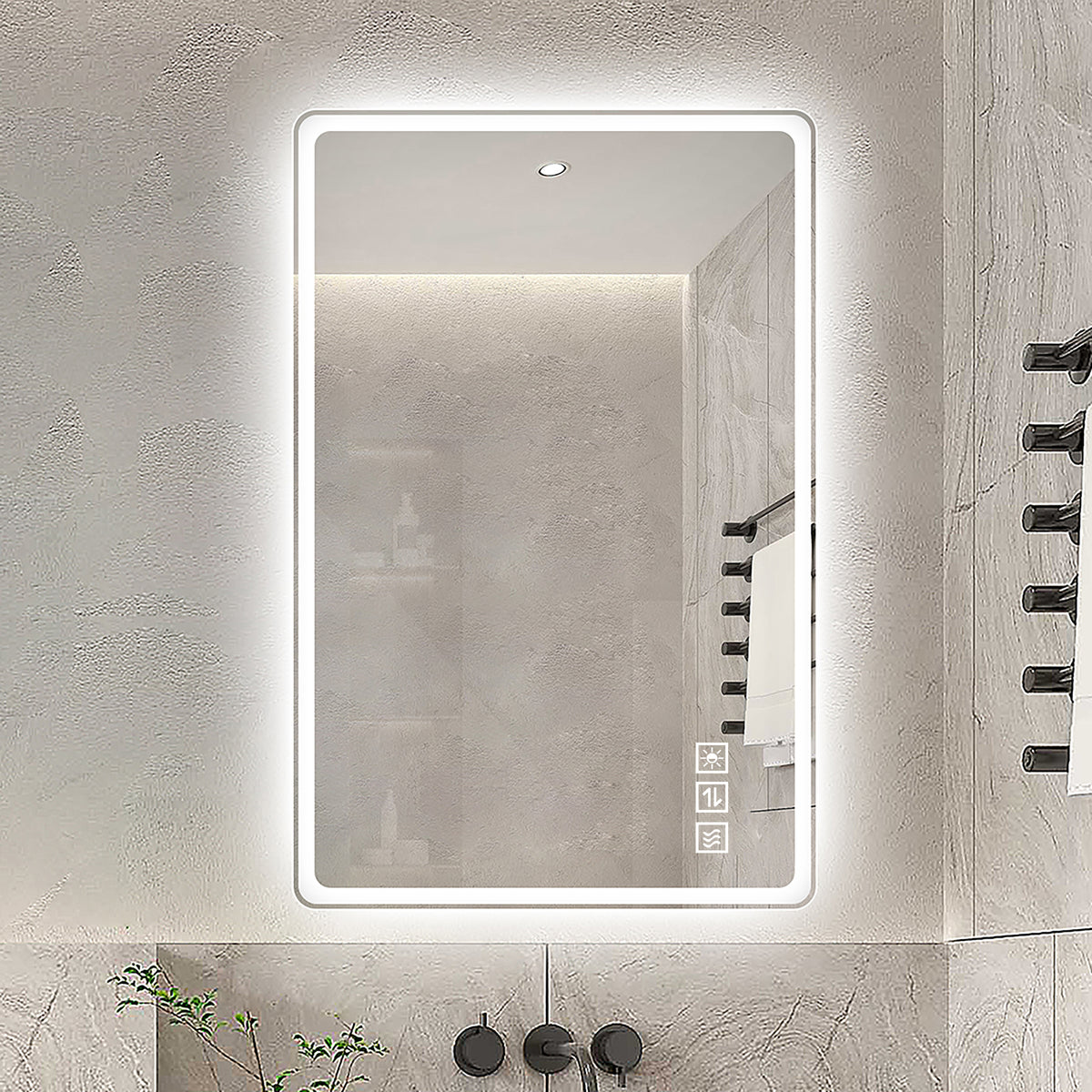 Frameless LED Bathroom Mirror 60x100 cm - Anti-Fog Dimmable Glass