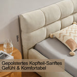 Double Bed 140x200cm Square Quilted Design, Beige Chenille
