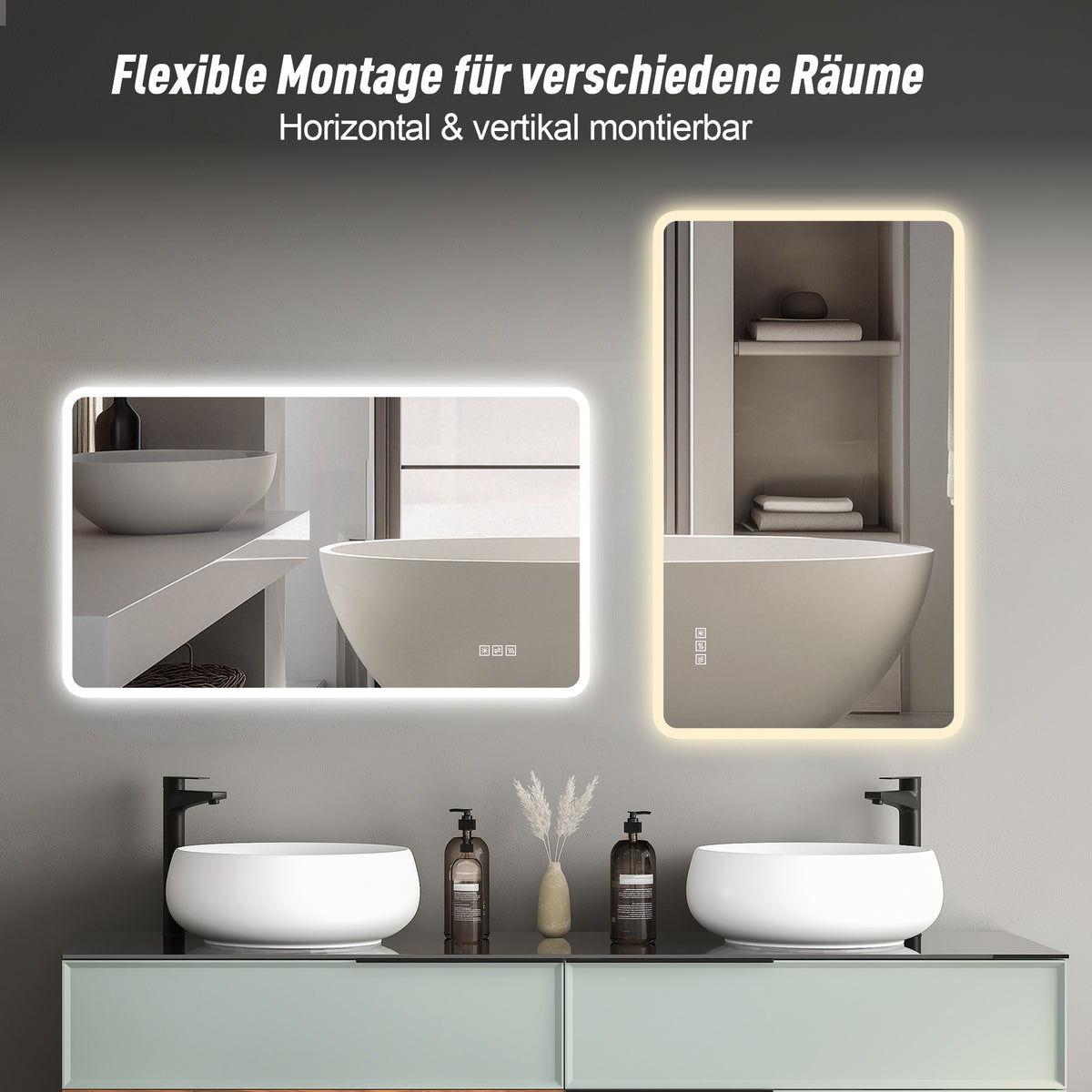 LED Bathroom Mirror 60x100 cm - Anti-Fog Dimmable Frosted Glass
