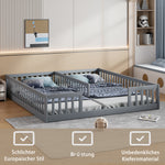 Children's Panel Bed 90x200 cm with Railing, Grey Pine Wood
