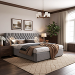Upholstered Hydraulic Storage Bed 180x200 LED, Grey Velvet