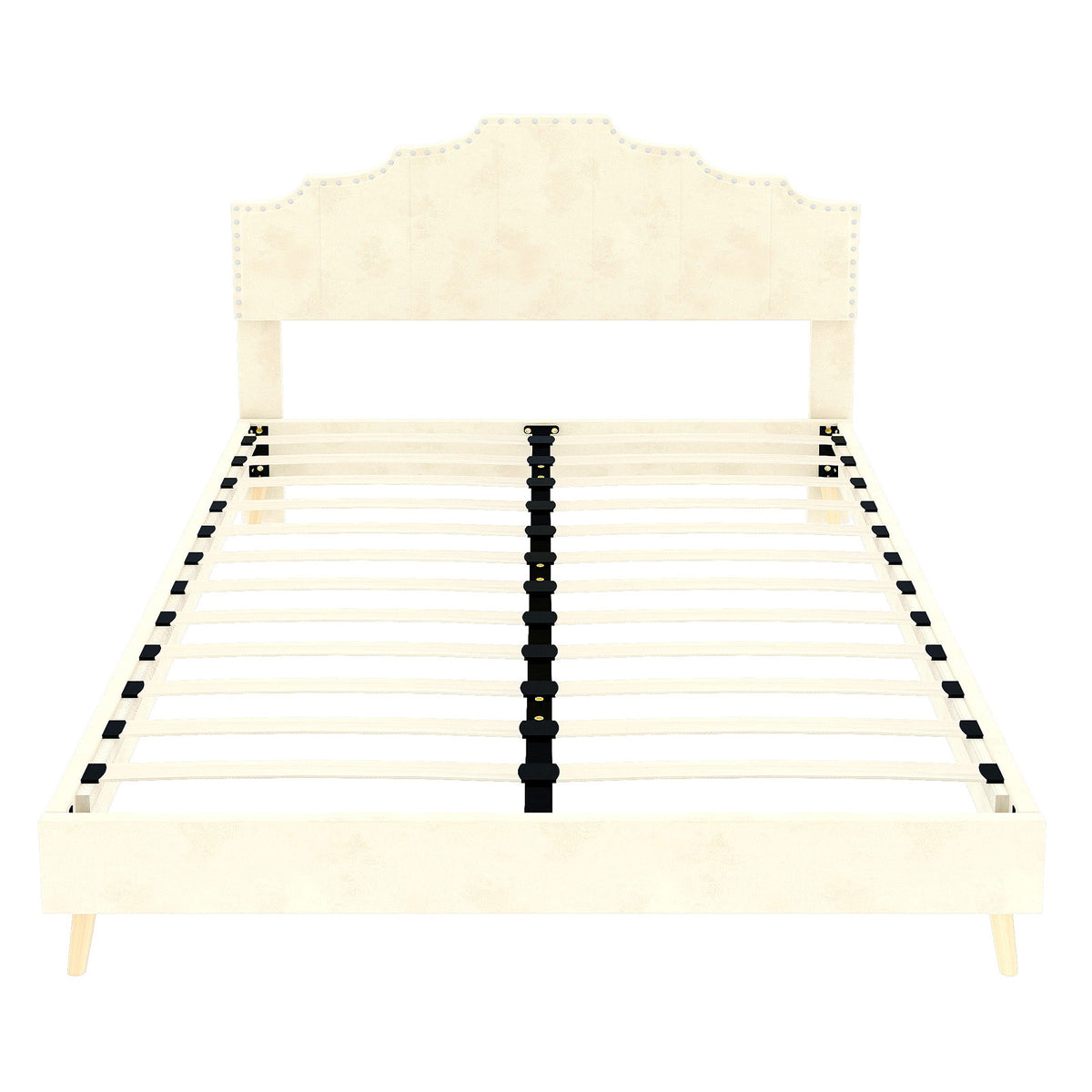 Modern Minimalist Soft Bed with Mattress 140x200cm, Beige