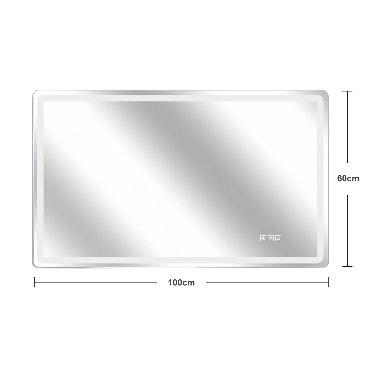 Frameless LED Bathroom Mirror 60x100 cm - Anti-Fog Dimmable Glass