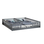 Children's Panel Bed 90x200 cm with Railing, Grey Pine Wood