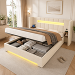 Multifunctional Bed Frame with LED & USB 180x200cm - Velvet