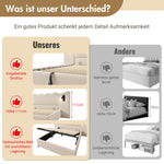 Upholstered Double Bed 180x200 with Lamp & USB, Beige Linen