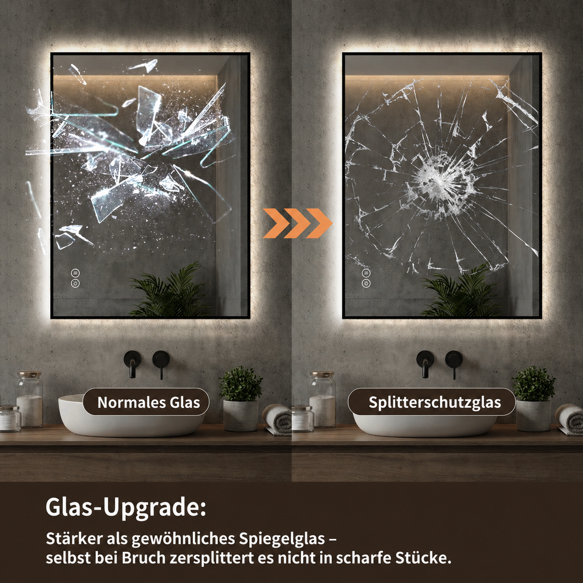 LED Bathroom Mirror 60x80 cm Backlit Anti-Fog, Aluminum Frame