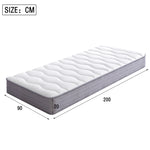 Upholstered Single Bed 90x200 LED USB Storage, Beige Linen