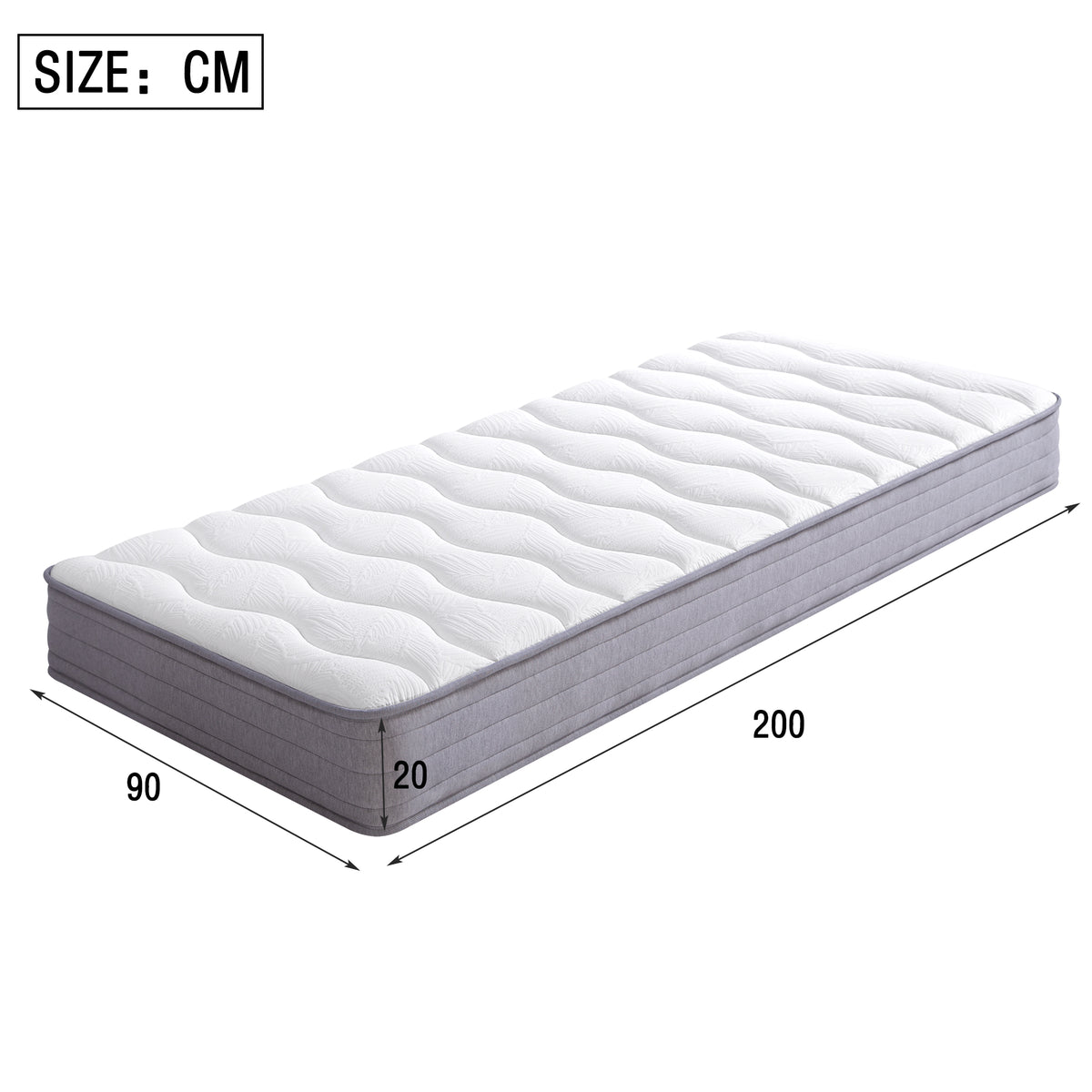 Upholstered Single Bed 90x200 LED USB Storage, Beige Linen