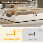 Upholstered Double Bed 180x200cm with Storage, White Bouclé