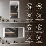 Frameless LED Bathroom Mirror 60x100 cm - Anti-Fog Dimmable Glass