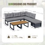 Modern Outdoor Set with Cushions, Iron Frame & Woven Armrests