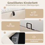 Upholstered Kids Bed, Cosmic Pattern 90x190cm, Beige PU