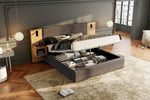 Upholstered Bed 180x200cm with LED & 2 Nightstands, Grey Velvet