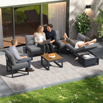 Modern Outdoor Set with Cushions, Iron Frame & Woven Armrests