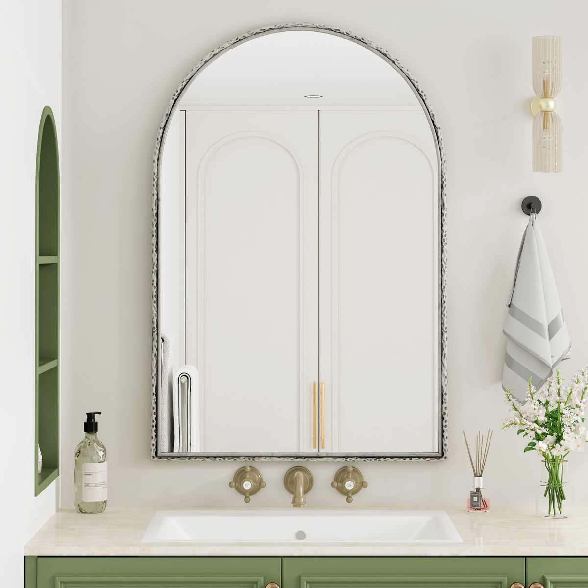 LED Full-Length Mirror 163x54cm Dimmable Light, Black Aluminum Frame