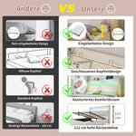 Modern Hydraulic Double Bed 180x200 LED USB Storage, Beige Linen