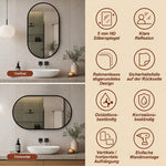 Bathroom Mirror 50x80cm HD Wall Mounted Black Aluminum Frame