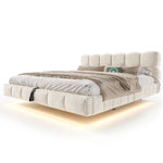 Sofa Bed 90x190cm with Pull-Out Bed & LED Storage, Dark Grey Velvet