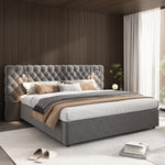 Upholstered Hydraulic Storage Bed 180x200 LED, Grey Velvet