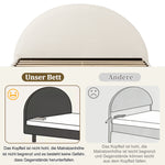 Upholstered Double Bed 180x200cm with Storage, White Bouclé