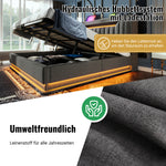 Upholstered Double Bed 180x200 with Storage & LED, Grey Linen