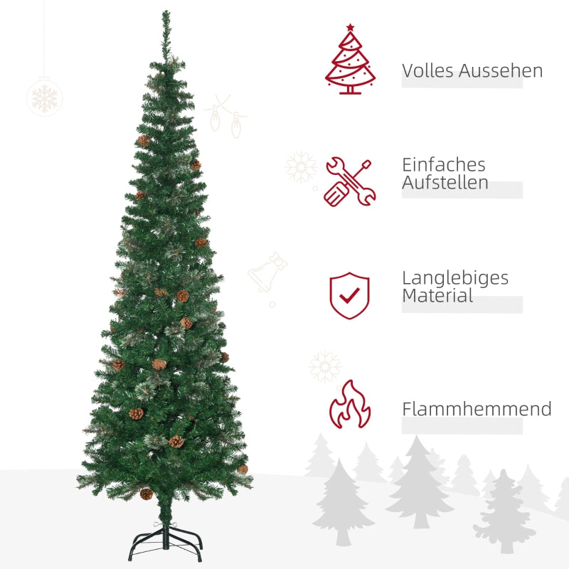 Artificial Christmas Tree, Slim Pine Cone 54x195cm, Green