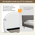 Upholstered Double Bed 160x200cm with Storage, Beige Bouclé