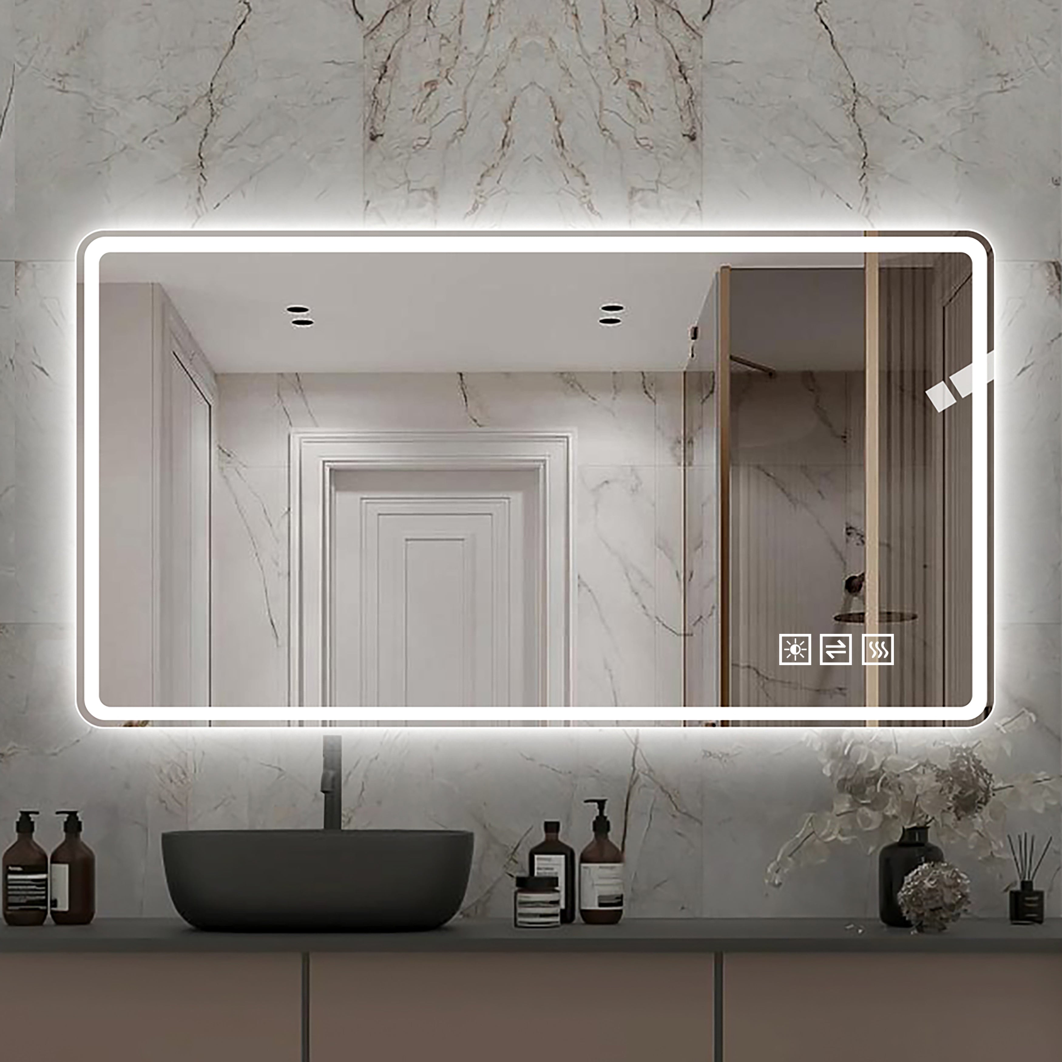 Frameless LED Bathroom Mirror 60x120cm - Anti-Fog Dimmable Glass