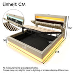 Upholstered Double Bed 180x200cm Hydraulic Base, Beige Bouclé