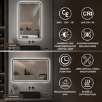 LED Bathroom Mirror 60x100 cm, Dimmable Anti-Fog, Black Aluminum