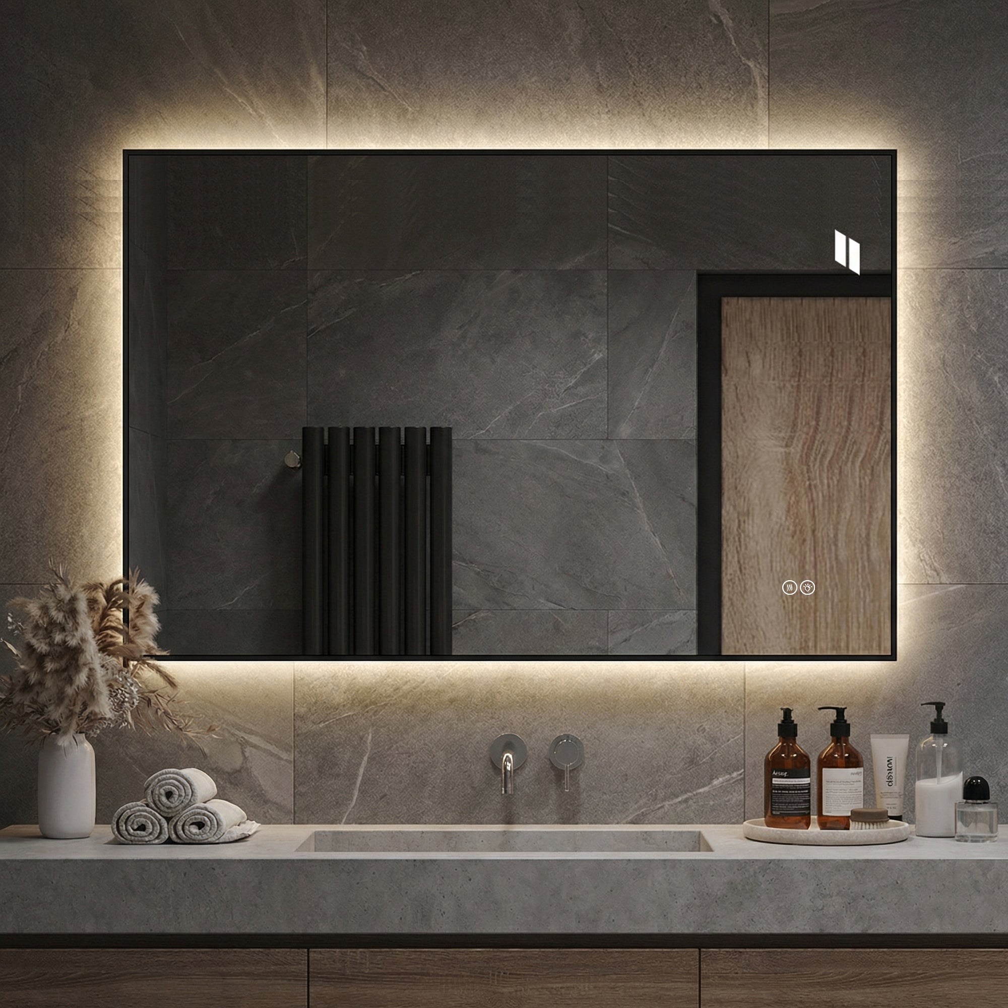 LED Bathroom Mirror 50x70 cm Anti-Fog Dimmable Silver Glass