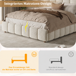 Upholstered Double Bed 140x200cm Hydraulic Storage White Bouclé