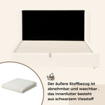 Upholstered Double Bed, Hydraulic Storage 140x190cm, Beige Bouclé