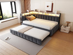 Upholstered Sofa Bed 90x200cm with Pull-Out Bed, Dark Grey Velvet