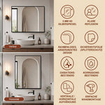 Bathroom Mirror 70x90 cm, HD Wall Mounted, Black Aluminum