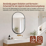 Arch Wall Mirror 60x90 cm HD Copper-Free, Black Aluminum Frame