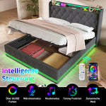 Upholstered Double Bed 140x200cm with Drawers - Grey Velvet
