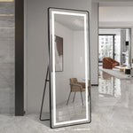 Full-Length Wall Mirror 125x45cm - Natural Wood Frame
